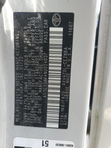 4T1C11AK4NU024037 - 2022 TOYOTA CAMRY LE WHITE photo 13