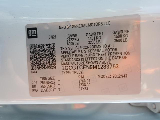 1GCGTCEN9M1283753 - 2021 CHEVROLET COLORADO LT WHITE photo 12