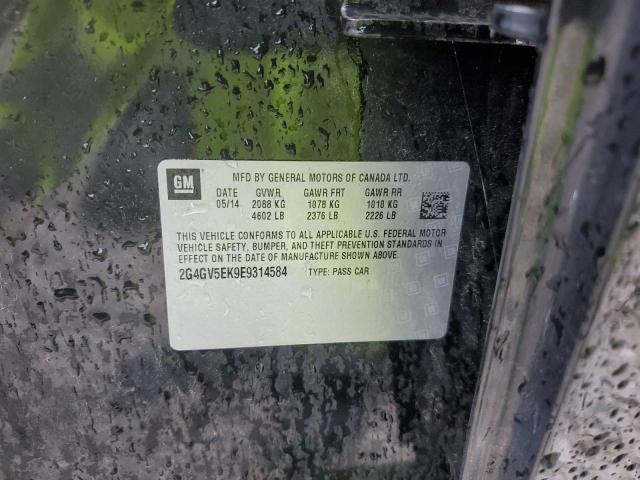 2G4GV5EK9E9314584 - 2014 BUICK REGAL BLACK photo 12