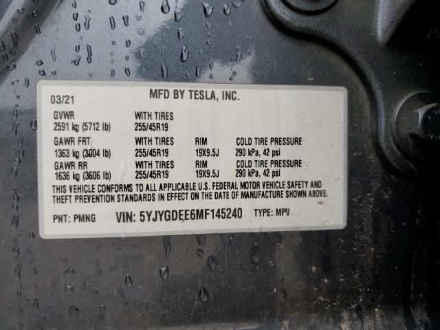 5YJYGDEE6MF145240 - 2021 TESLA MODEL Y 灰色 照片 13