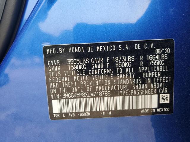 3HGGK5H8XLM718786 - 2020 HONDA FIT EX 蓝色 照片 12