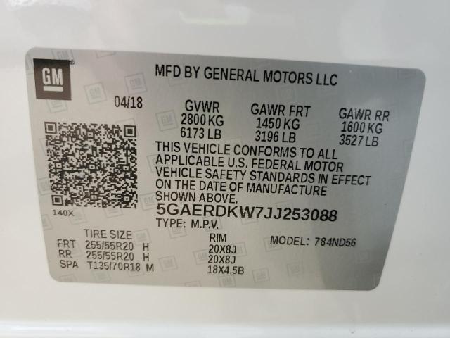 5GAERDKW7JJ253088 - 2018 BUICK ENCLAVE AVENIR WHITE photo 14