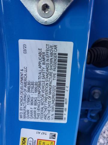 19XFL2H82PE012272 - 2023 HONDA CIVIC SPORT BLUE photo 12