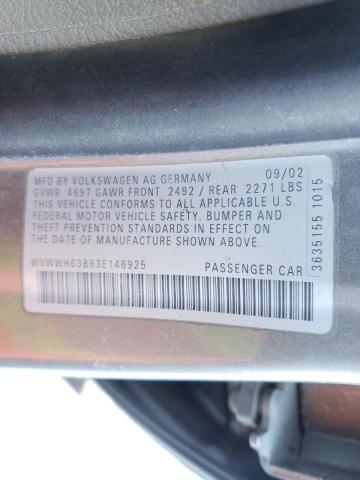 WVWWH63B93E146925 - 2003 VOLKSWAGEN PASSAT GLX Gümüş foto 10