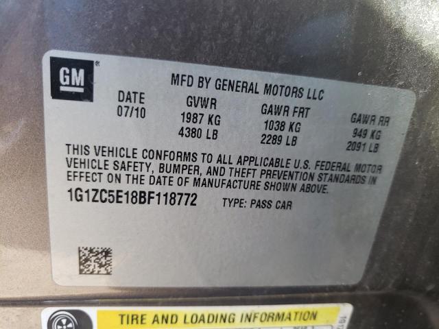 1G1ZC5E18BF118772 - 2011 CHEVROLET MALIBU 1LT BROWN photo 10