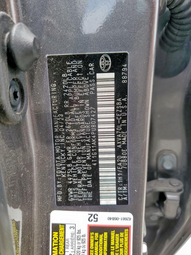 4T1G11AK4PU807427 - 2023 TOYOTA CAMRY SE NIGHT SHADE GRAY photo 12