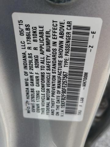 19XFB2F90FE257567 - 2015 HONDA CIVIC EXL 银色 照片 12