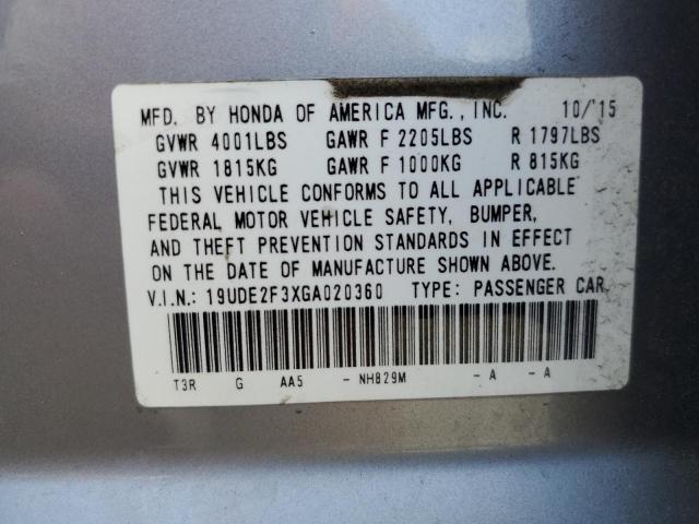 19UDE2F3XGA020360 - 2016 ACURA ILX BASE WATCH PLUS SILVER photo 12