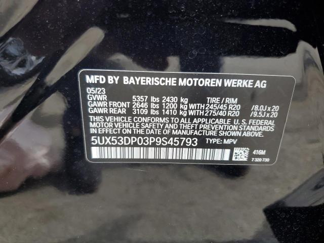 5UX53DP03P9S45793 - 2023 BMW X3 XDRIVE30I BLACK photo 13