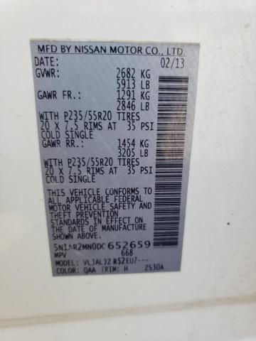 5N1AR2MN0DC652659 - 2013 NISSAN PATHFINDER S WHITE photo 13