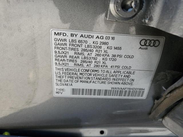 WA1VAAF75HD011894 - 2017 AUDI Q7 PRESTIGE GRAY photo 13