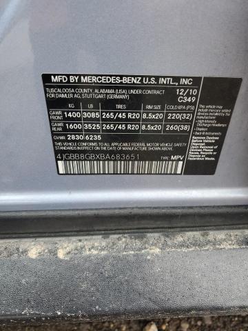 4JGBB8GBXBA683651 - 2011 MERCEDES-BENZ ML 350 4MATIC BLUE photo 12