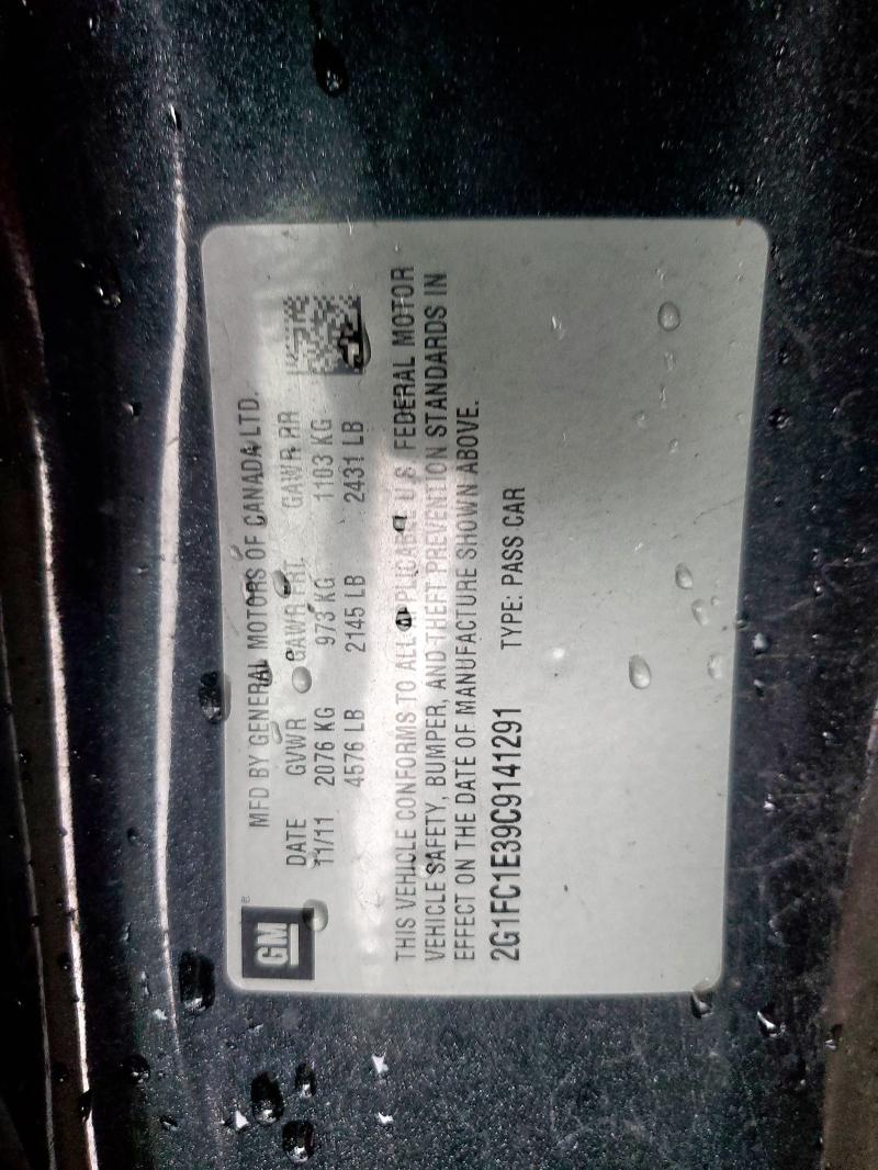 2G1FC1E39C9141291 - 2012 CHEVROLET CAMARO LT BROWN photo 12