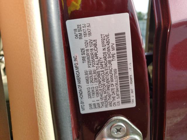 5J8TB4H36JL027959 - 2018 ACURA RDX BURGUNDY photo 12