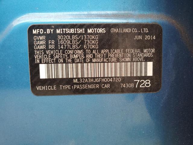 ML32A3HJ6FH004720 - 2015 MITSUBISHI MIRAGE DE BLUE photo 12