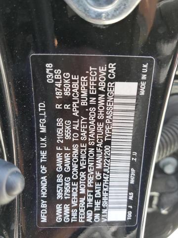 SHHFK7H47JU221200 - 2018 HONDA CIVIC SPORT 黑色 照片 12