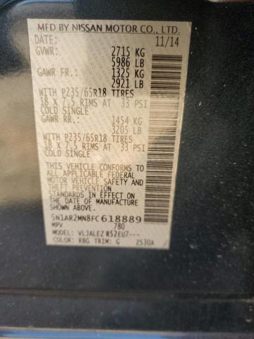 5N1AR2MN8FC618889 - 2015 NISSAN PATHFINDER S BLUE photo 10