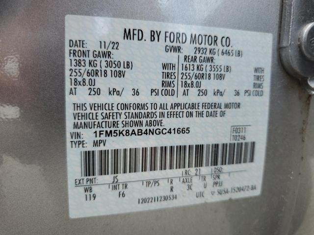 1FM5K8AB4NGC41665 - 2022 FORD EXPLORER POLICE INTERCEPTOR 银色 照片 13