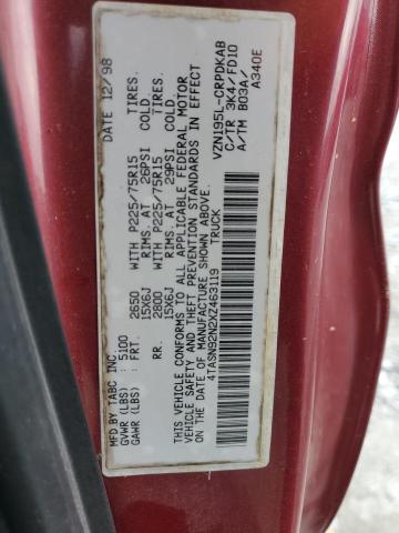 4TASN92N2XZ463119 - 1999 TOYOTA TACOMA XTRACAB PRERUNNER ბურგუნდია ფოტო 12