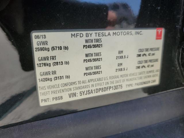 5YJSA1DP8DFP13075 - 2013 TESLA MODEL S 黑色 照片 12