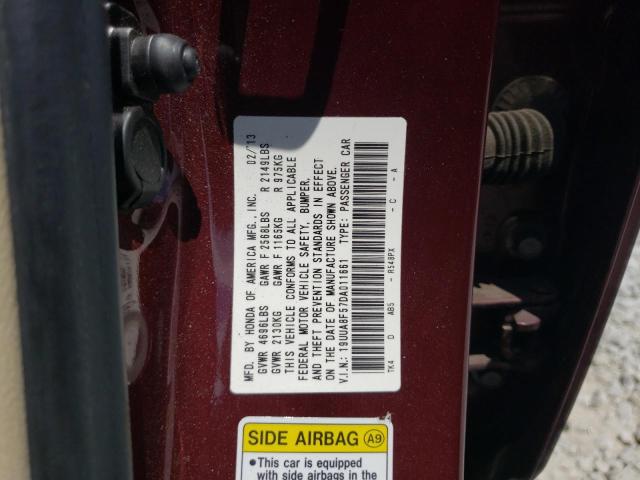19UUA8F57DA011661 - 2013 ACURA TL TECH BURGUNDY photo 12
