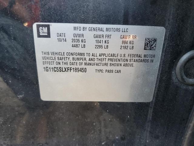 1G11C5SLXFF189450 - 2015 CHEVROLET MALIBU 1LT 石墨色 照片 12