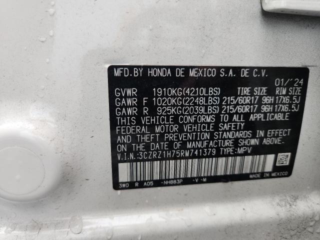 3CZRZ1H75RM741379 - 2024 HONDA HR-V EXL WHITE photo 13