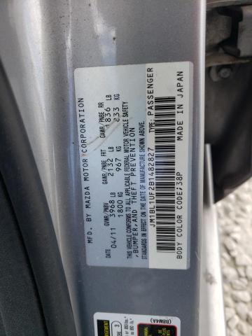 JM1BL1UF2B1482827 - 2011 MAZDA 3 I GRAY photo 12