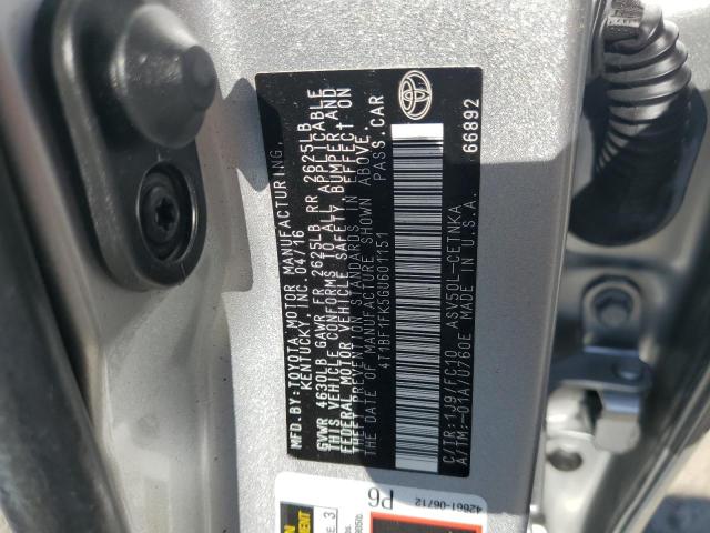 4T1BF1FK5GU601151 - 2016 TOYOTA CAMRY LE SILVER photo 12