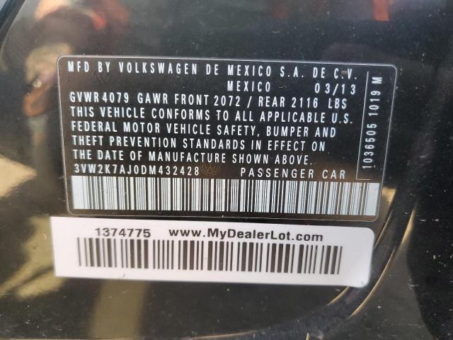 3VW2K7AJ0DM432428 - 2013 VOLKSWAGEN JETTA BASE Qara foto 10