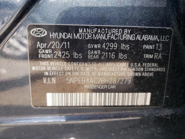 5NPEB4AC2BH287279 - 2011 HYUNDAI SONATA GLS CHARCOAL photo 12