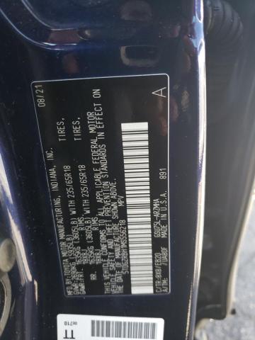 5TDGZRBH1MS556218 - 2021 TOYOTA HIGHLANDER XLE Կապույտ լուսանկար 12