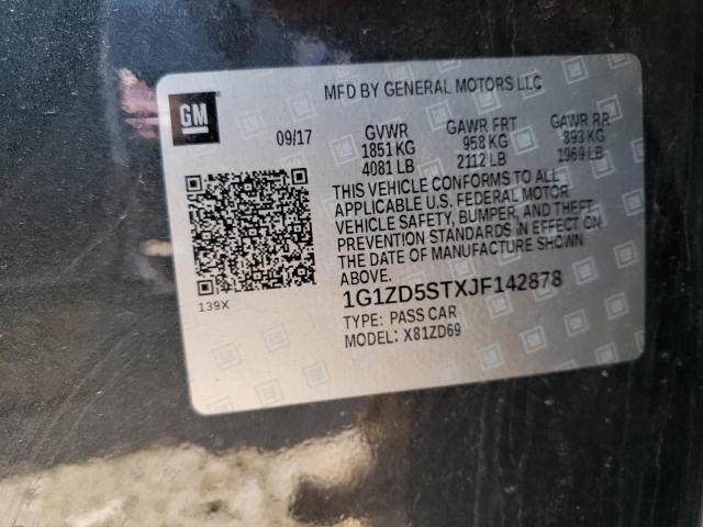 1G1ZD5STXJF142878 - 2018 CHEVROLET MALIBU LT Մոխրագույն լուսանկար 12