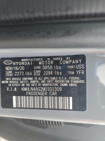 KMHLN4AG2MU101309 - 2021 HYUNDAI ELANTRA SEL GRAY photo 13