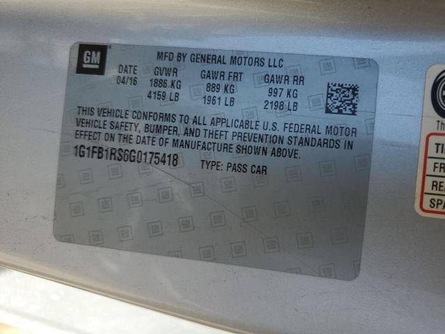 1G1FB1RS6G0175418 - 2016 CHEVROLET CAMARO LT 银色 照片 12