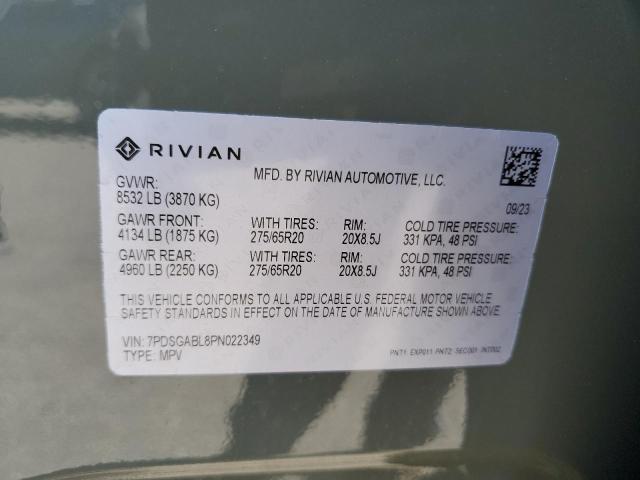 7PDSGABL8PN022349 - 2023 RIVIAN R1S LAUNCH EDITION GREEN photo 12