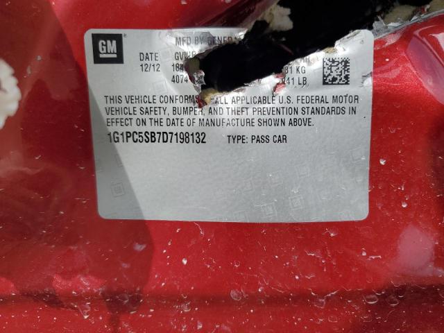 1G1PC5SB7D7198132 - 2013 CHEVROLET CRUZE LT RED photo 12