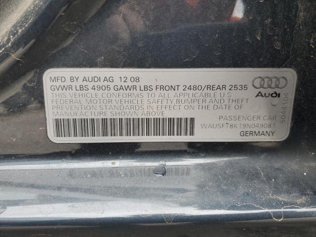 WAUSF78K19N049081 - 2009 AUDI A4 PREMIUM PLUS BLUE photo 12