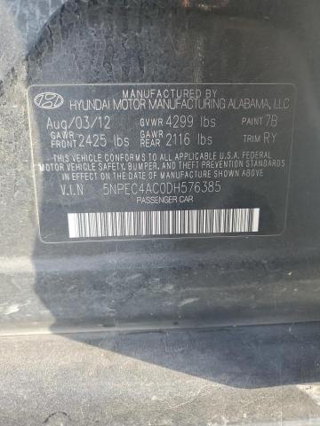 5NPEC4AC0DH576385 - 2013 HYUNDAI SONATA SE BLACK photo 13