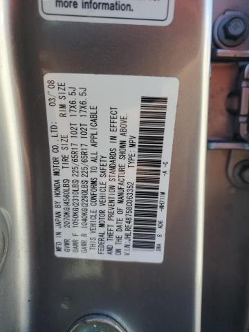 JHLRE48758C063352 - 2008 HONDA CR-V EXL SILVER photo 13