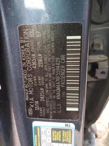 KNAGM4A76F5594429 - 2015 KIA OPTIMA LX BLUE photo 12