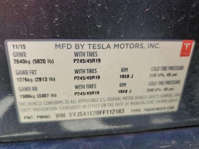 5YJSA1E20FF112183 - 2015 TESLA MODEL S Boz foto 13