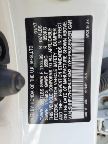 SHHFK7H70HU414342 - 2017 HONDA CIVIC EXL 白色 照片 13
