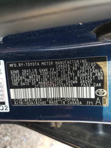 2T1KR32E86C556791 - 2006 TOYOTA COROLLA MA XR BLUE photo 12