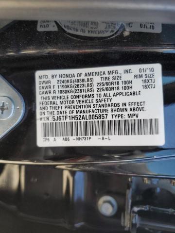 5J6TF1H52AL005857 - 2010 HONDA CROSSTOUR EXL შავი ფოტო 12