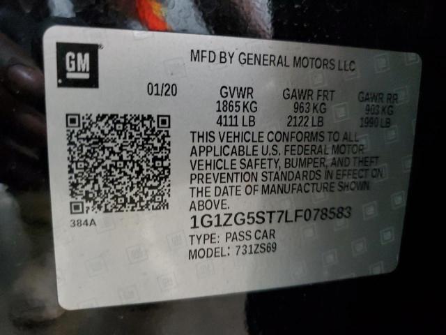 1G1ZG5ST7LF078583 - 2020 CHEVROLET MALIBU RS BLACK photo 12