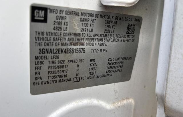 3GNAL2EK4ES615675 - 2014 CHEVROLET CAPTIVA LS 白色 照片 10