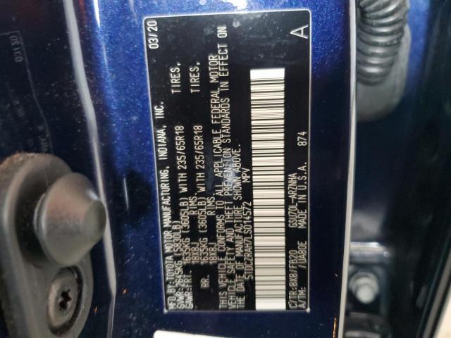 5TDCZRAH7LS014572 - 2020 TOYOTA HIGHLANDER L BLUE photo 13