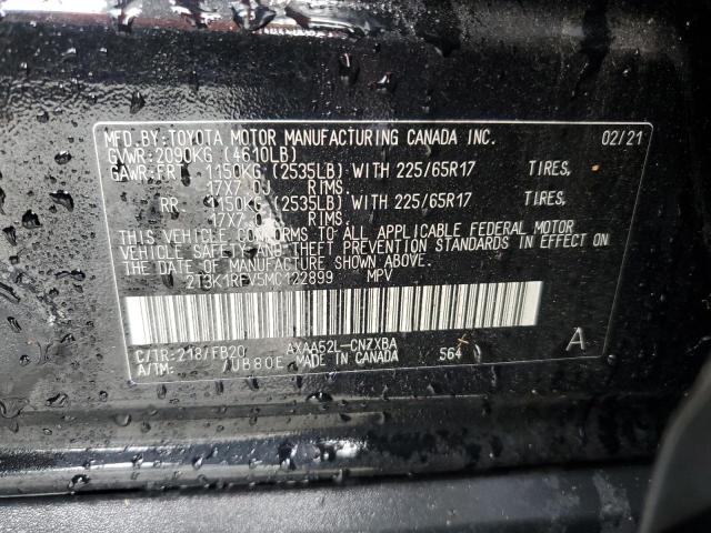 2T3K1RFV5MC122899 - 2021 TOYOTA RAV4 LE BLACK photo 13