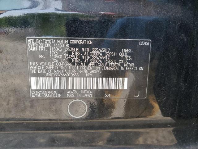 JTMZD33V666010655 - 2006 TOYOTA RAV4 BLACK photo 13
